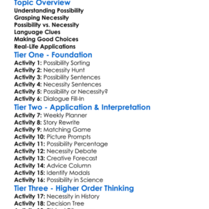 Possibility And Necessity Worksheet Activity Booklet