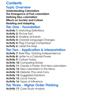 Post-Colonialism And Neo-Colonialism Worksheet Activity Booklet