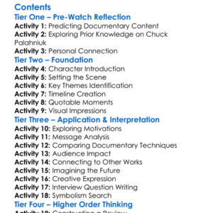 Postcards From The Future The Chuck Palahniuk Documentary 2003 Worksheet Activity Booklet