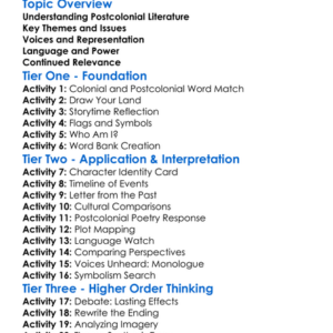 Postcolonial Literature And Voices Worksheet Activity Booklet