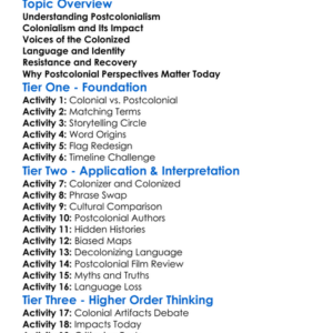 Postcolonial Perspective Worksheet Activity Booklet