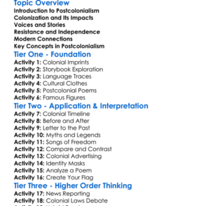 Postcolonialism Worksheet Activity Booklet