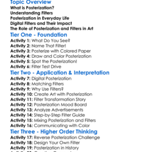 Posterization And Filters Worksheet Activity Booklet