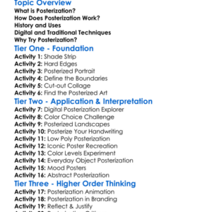 Posterization Techniques Worksheet Activity Booklet