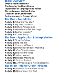 Postmodernism In Anthropology Worksheet Activity Booklet