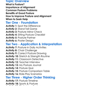 Posture And Alignment Worksheet Activity Booklet