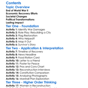 Postwar Reconstruction In Europe And Japan Worksheet Activity Booklet