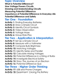Potential Difference Worksheet Activity Booklet