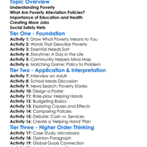 Poverty Alleviation Policies Worksheet Activity Booklet
