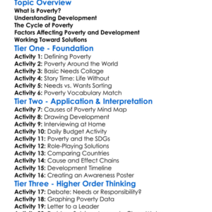 Poverty And Development Worksheet Activity Booklet