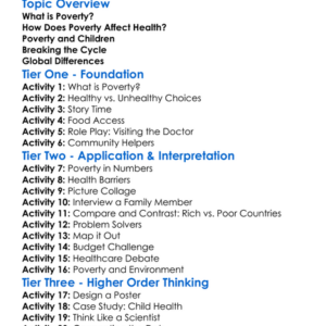 Poverty And Health Worksheet Activity Booklet