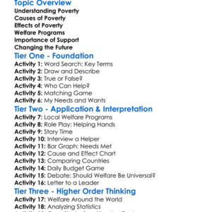 Poverty And Welfare Worksheet Activity Booklet