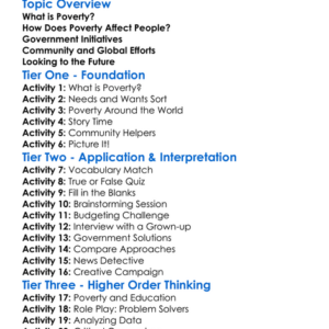 Poverty Reduction Strategies Worksheet Activity Booklet