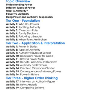 Power And Authority Worksheet Activity Booklet