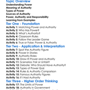 Power And Authority Worksheet Activity Booklet
