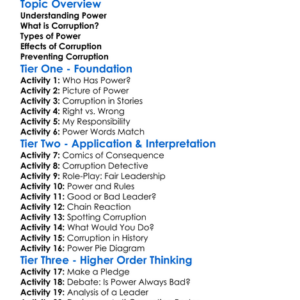 Power And Corruption Worksheet Activity Booklet