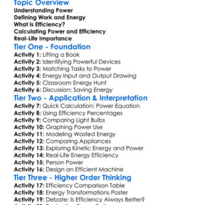 Power And Efficiency Worksheet Activity Booklet