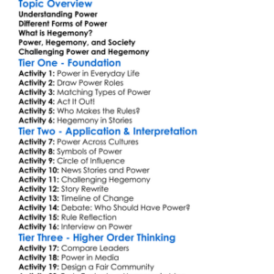 Power And Hegemony Worksheet Activity Booklet