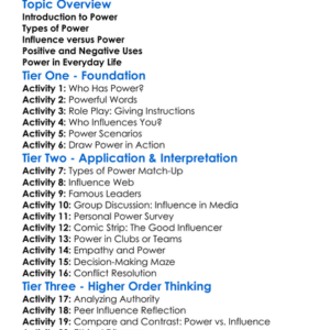 Power And Influence Worksheet Activity Booklet
