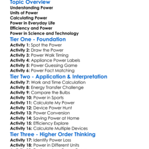 Power And Its Calculation Worksheet Activity Booklet