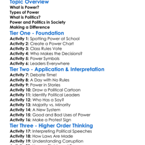 Power And Politics Worksheet Activity Booklet