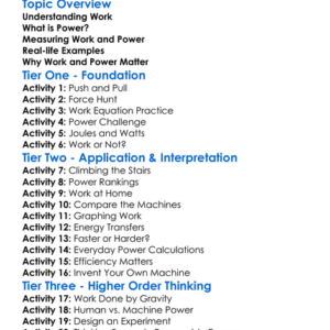 Power And Work Worksheet Activity Booklet
