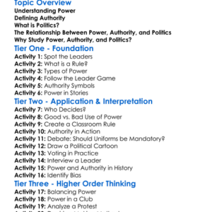 Power Authority And Politics Worksheet Activity Booklet