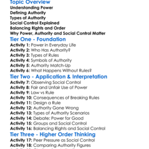 Power Authority And Social Control Worksheet Activity Booklet