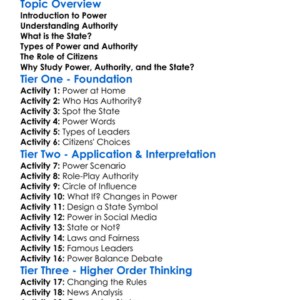 Power Authority And The State Worksheet Activity Booklet