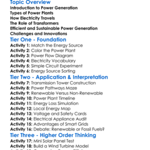 Power Generation And Transmission Worksheet Activity Booklet