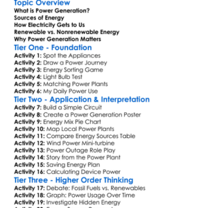 Power Generation Worksheet Activity Booklet