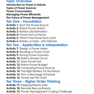Power Management In Robots Worksheet Activity Booklet