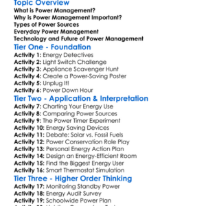Power Management Worksheet Activity Booklet