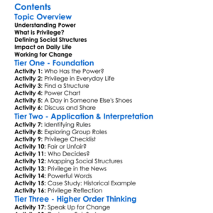 Power Privilege And Social Structures Worksheet Activity Booklet