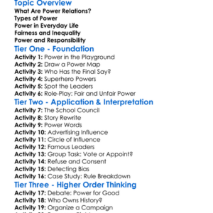 Power Relations Worksheet Activity Booklet