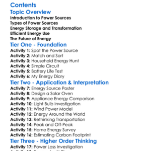 Power Sources And Energy Management Worksheet Activity Booklet