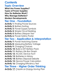 Power Supplies And Battery Management Worksheet Activity Booklet
