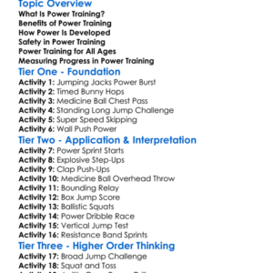 Power Training Worksheet Activity Booklet
