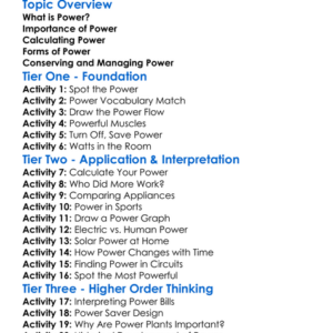 Power Worksheet Activity Booklet