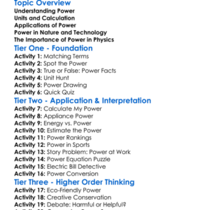 Power Worksheet Activity Booklet
