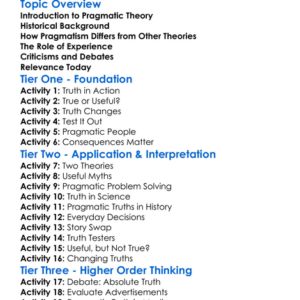 Pragmatic Theory Of Truth Worksheet Activity Booklet