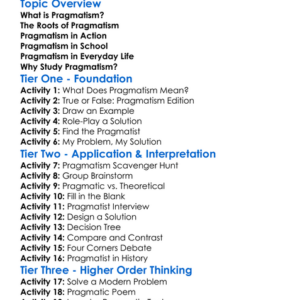 Pragmatism Worksheet Activity Booklet