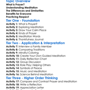 Prayer And Meditation Worksheet Activity Booklet