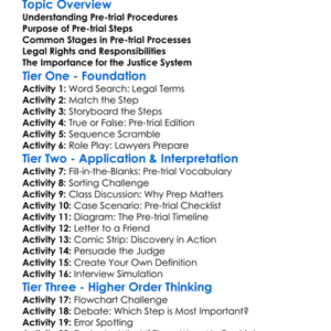 Pre-Trial Procedures Worksheet Activity Booklet