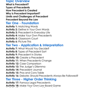 Precedent Worksheet Activity Booklet