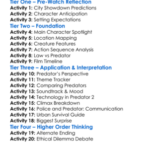 Predator 2 1990 Worksheet Activity Booklet
