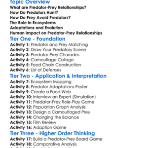 Predator-Prey Relationships Worksheet Activity Booklet