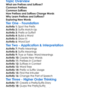 Prefixes And Suffixes Worksheet Activity Booklet