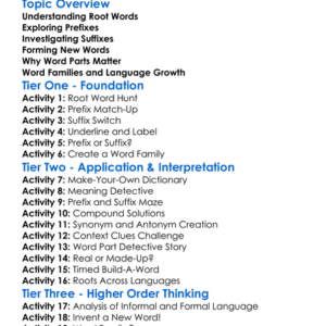 Prefixes Suffixes And Root Words Worksheet Activity Booklet