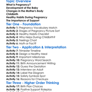 Pregnancy And Childbirth Worksheet Activity Booklet